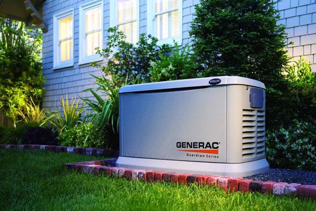 Generac home generator in backyard